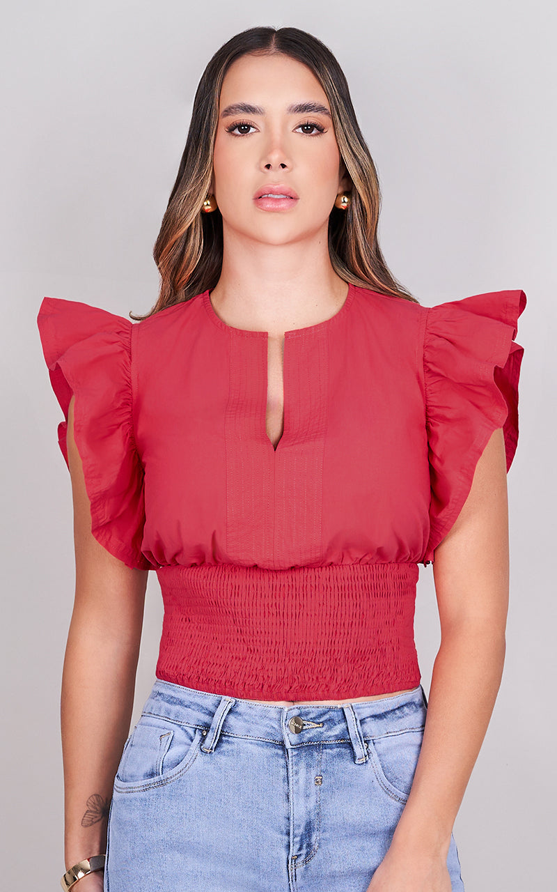 SCARLET FLOWER BLOUSE