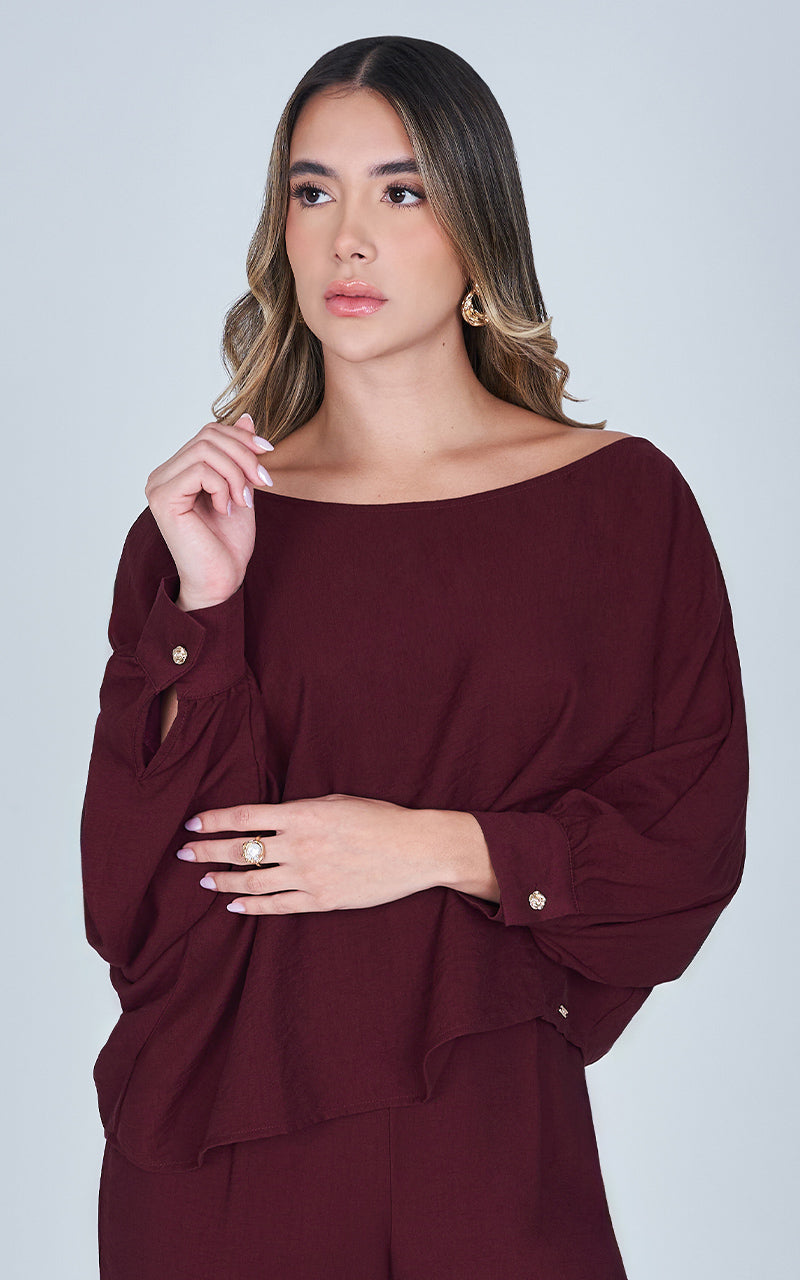 VELVET WINE BLOUSE