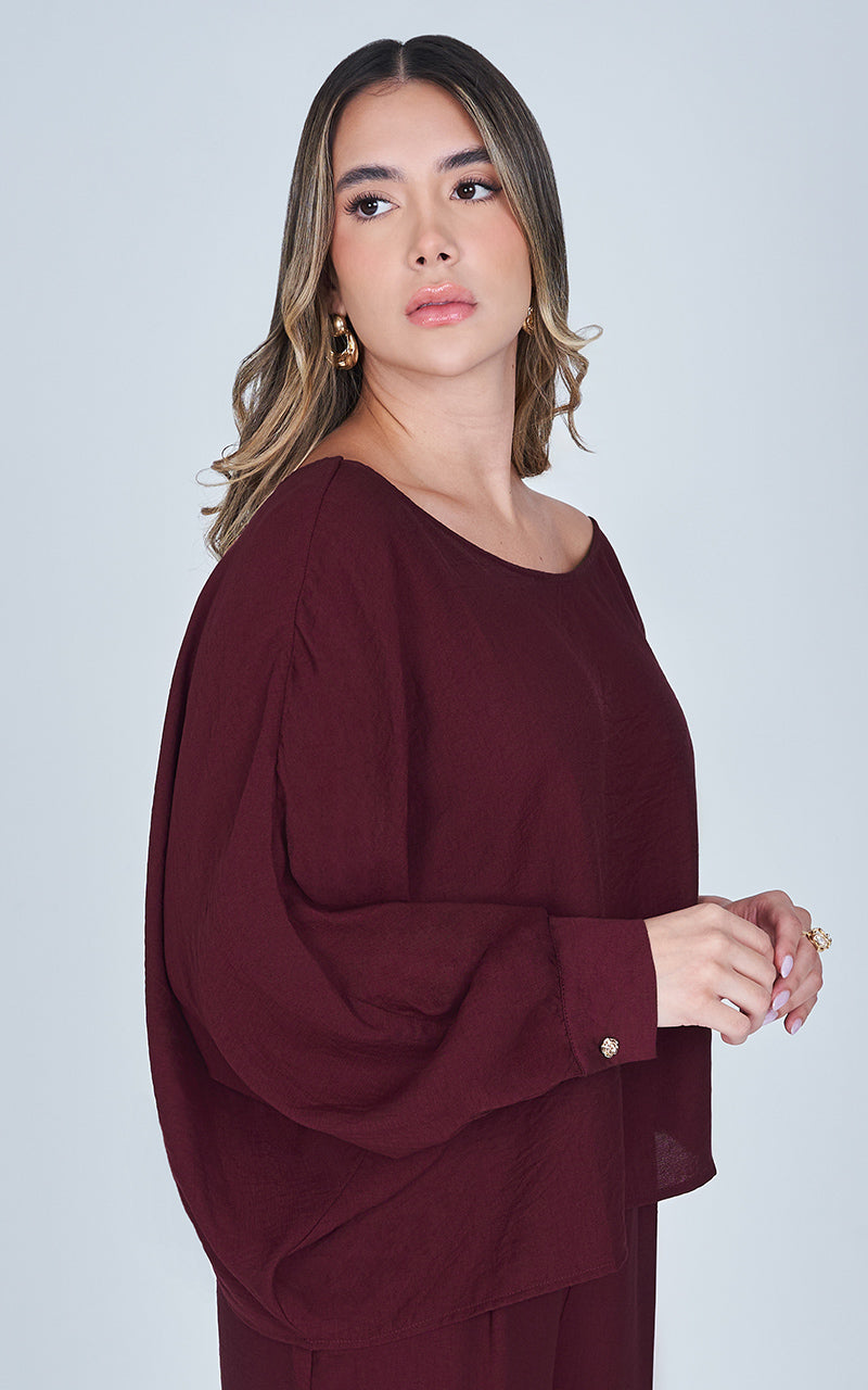 VELVET WINE BLOUSE