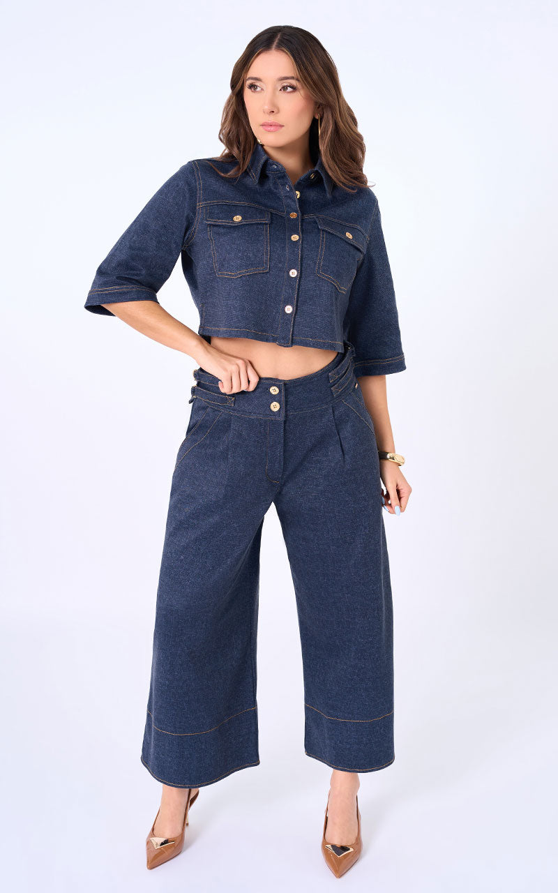 CAMISA DENIM MANGA CORTA