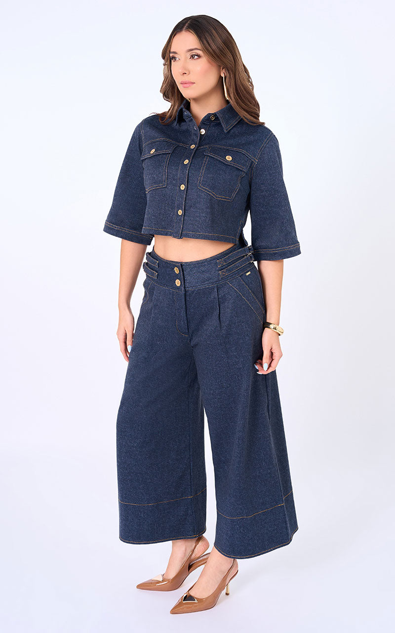 CAMISA DENIM MANGA CORTA