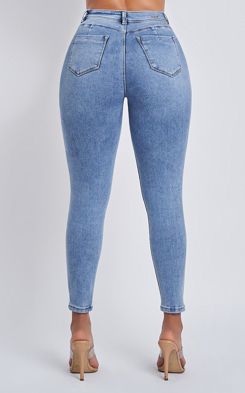 Jeans Skinny Ankle Tiro Alto