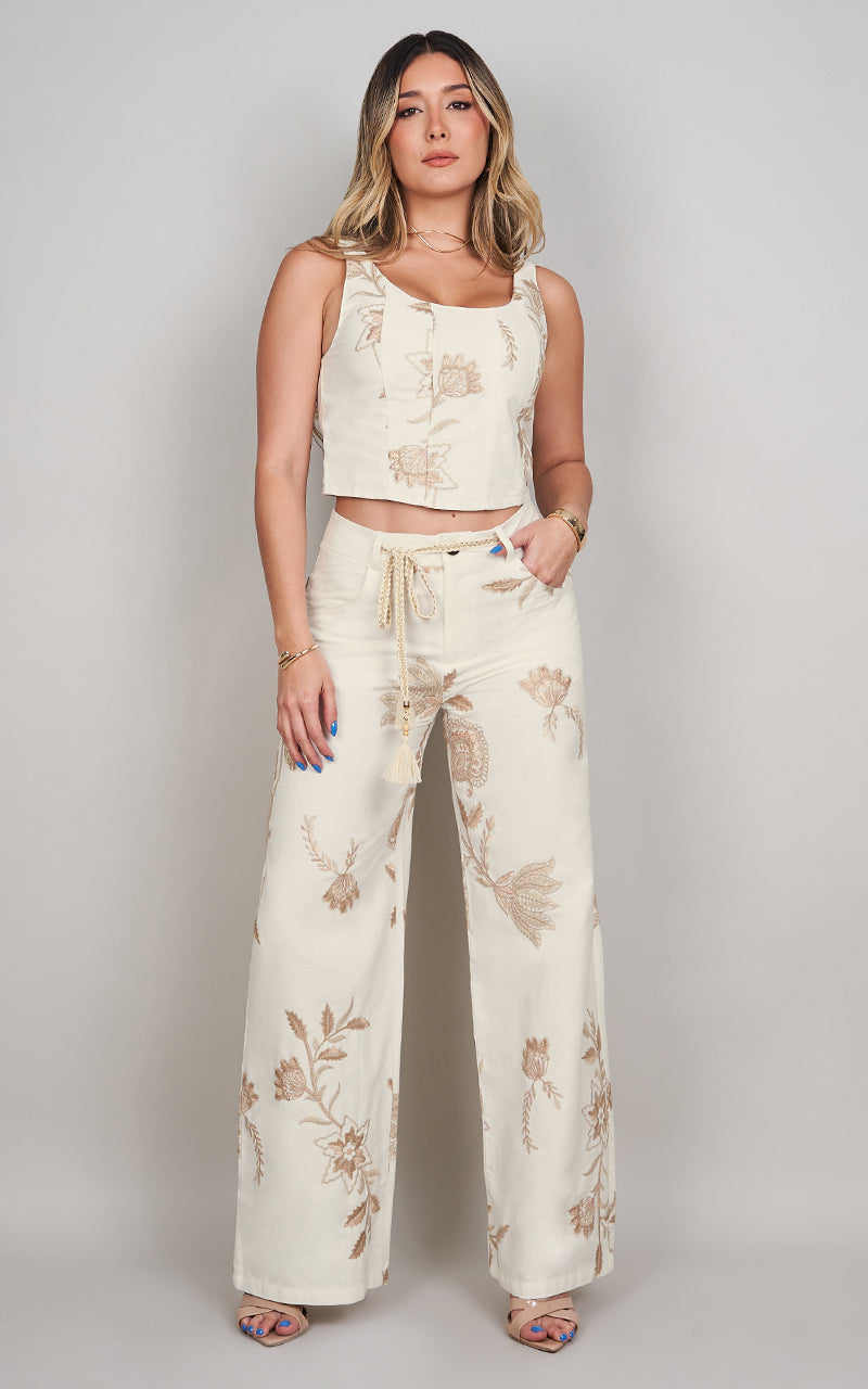 EMBROIDERED SAND PANTS