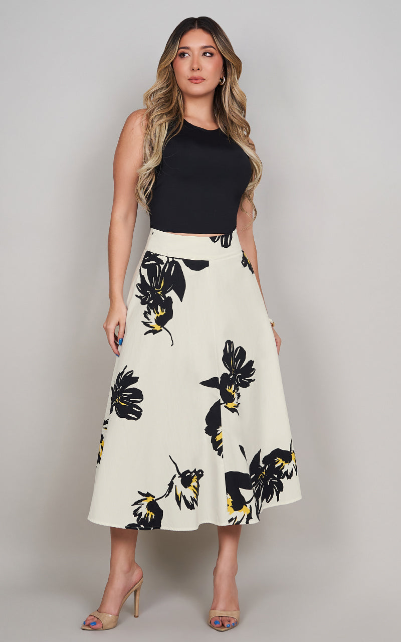 FLORAL STROKE SKIRT