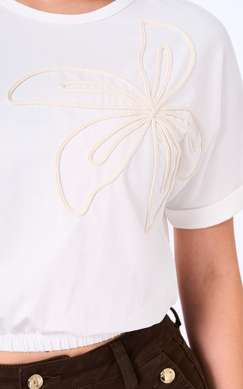T-SHIRT UNICOLOR CON BORDADO