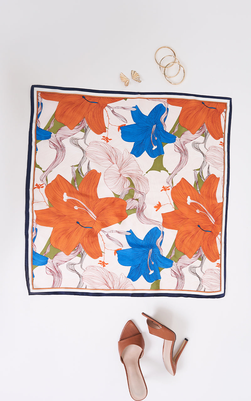 LILIES PRINTED SCARF