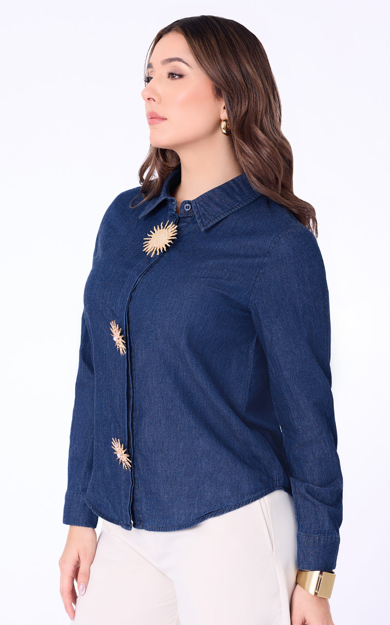 CAMISA DENIM MANGA LARGA