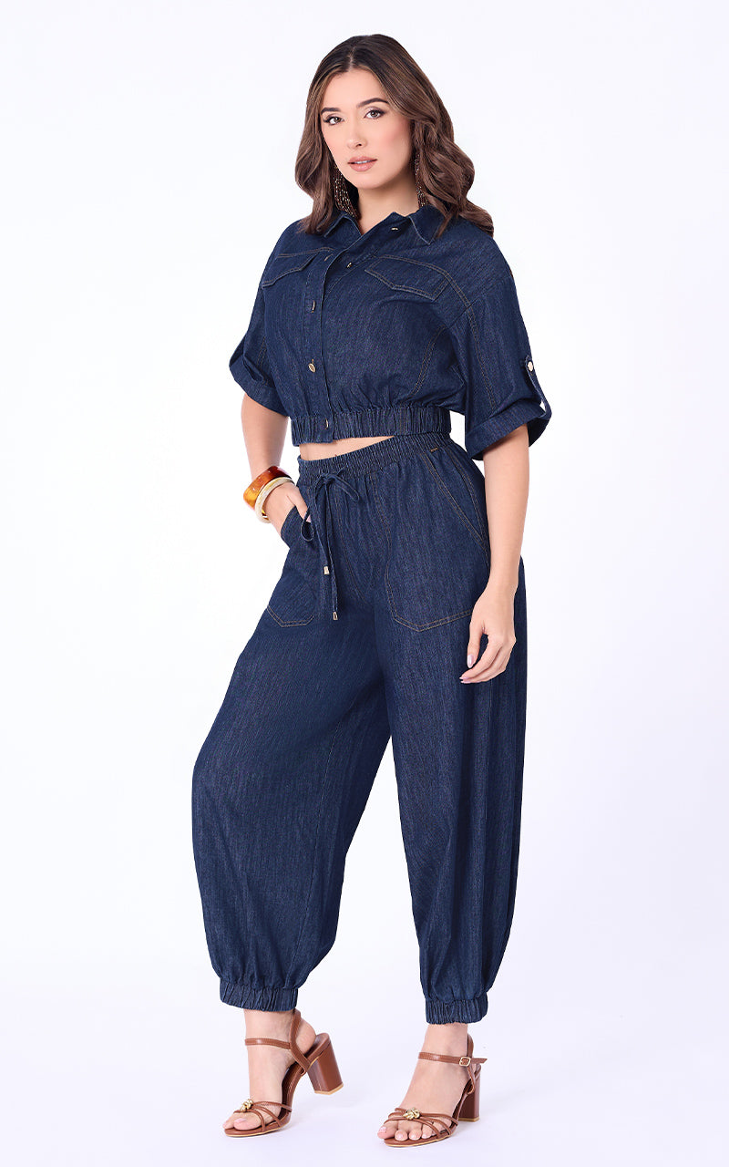CAMISA DENIM MANGA CORTA