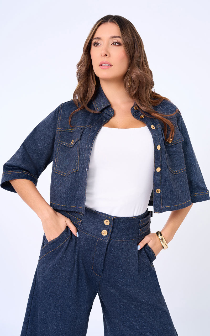CAMISA DENIM MANGA CORTA