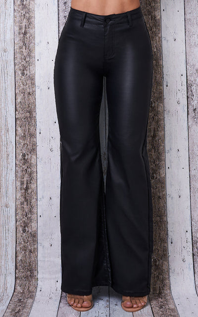 LEATHER WIDE LEG PANTS