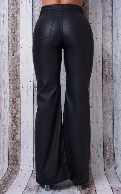 LEATHER WIDE LEG PANTS