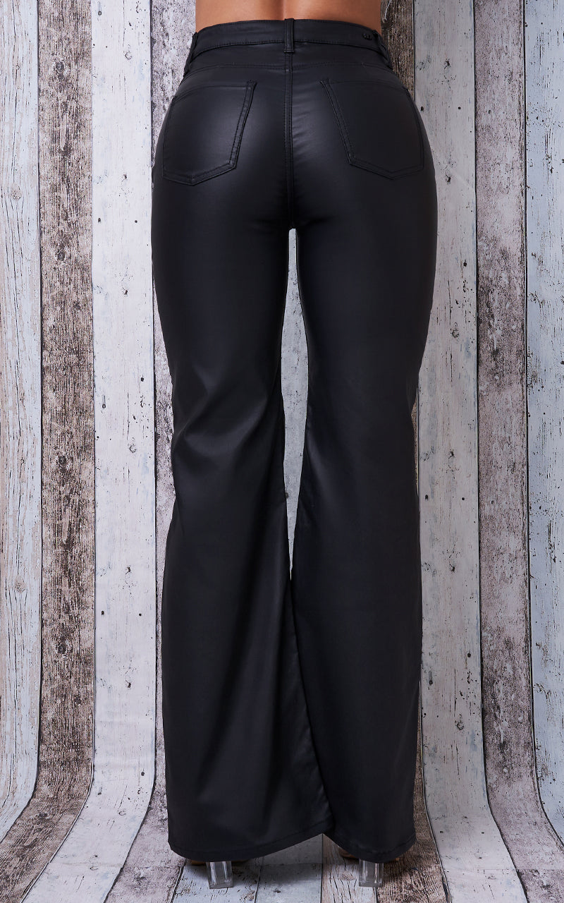 LEATHER WIDE LEG PANTS