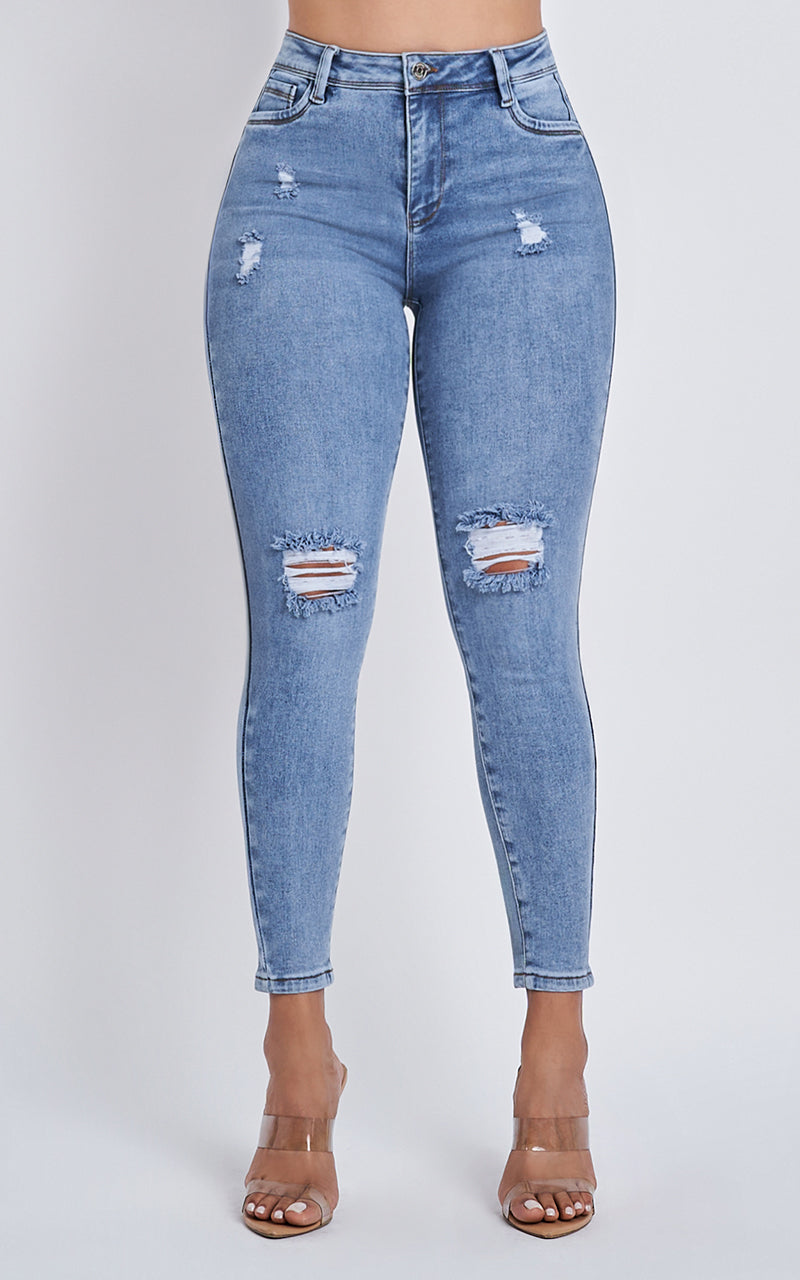 Jeans Skinny Ankle Tiro Alto
