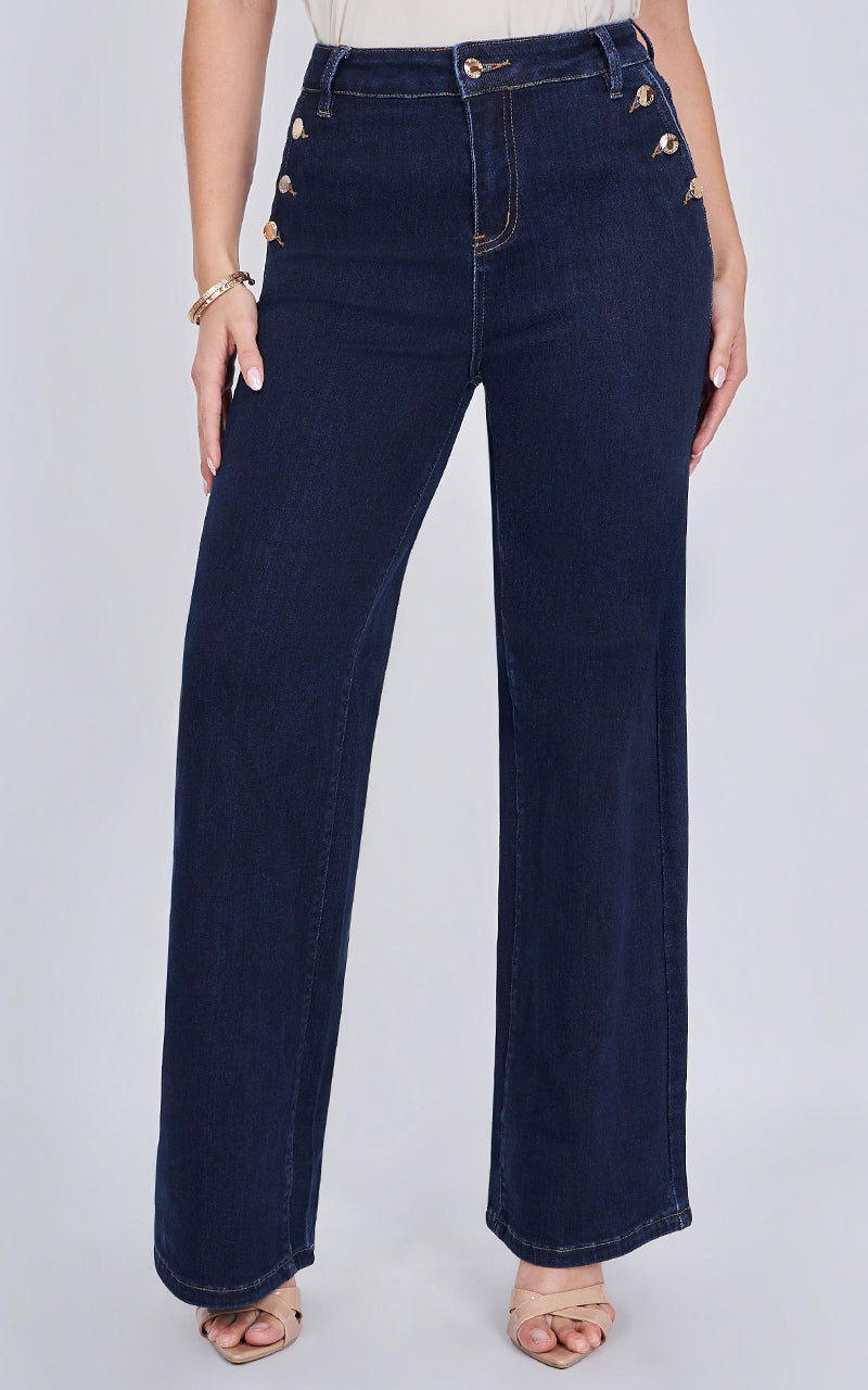 JEANS WIDE LEG TIRO ALTO