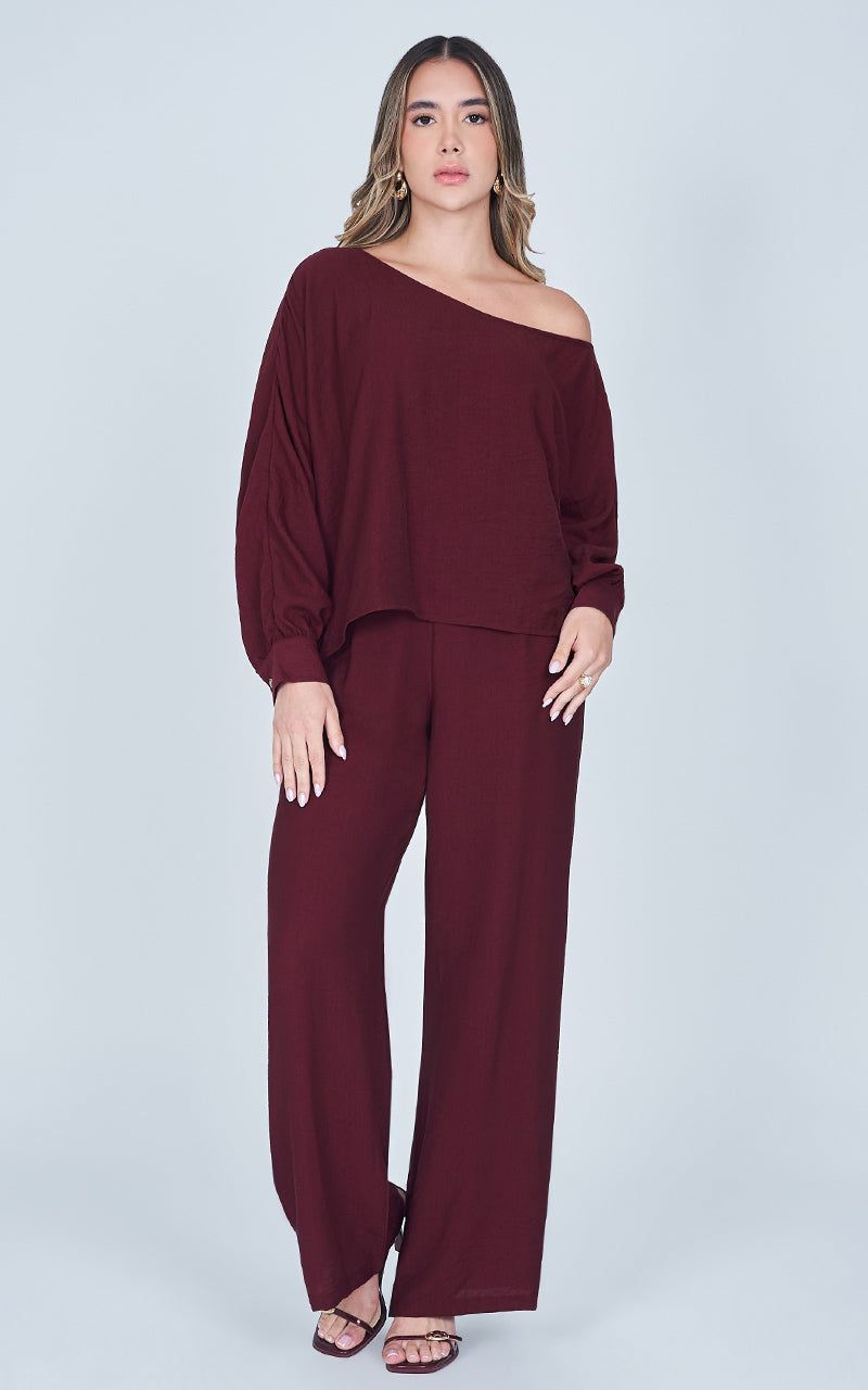 VELVET WINE PANTS