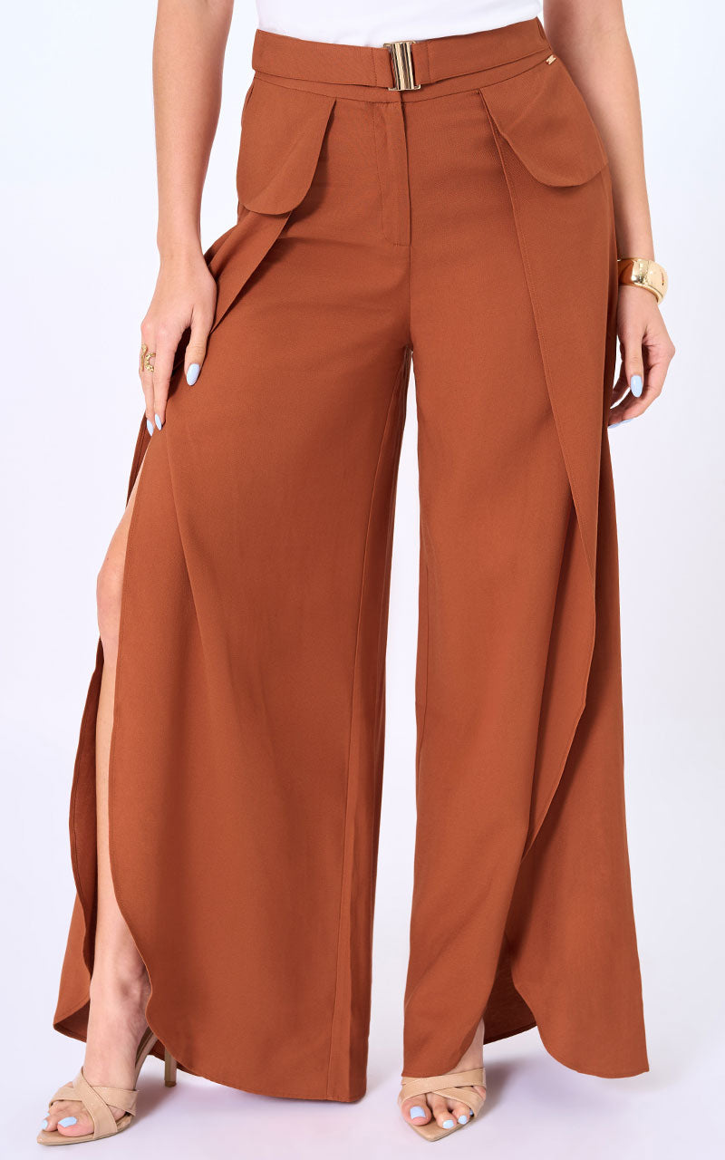 PANTALON WIDE LEG TERRACOTA