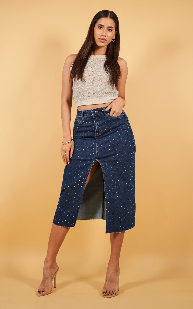 SPARKLY DENIM SKIRT