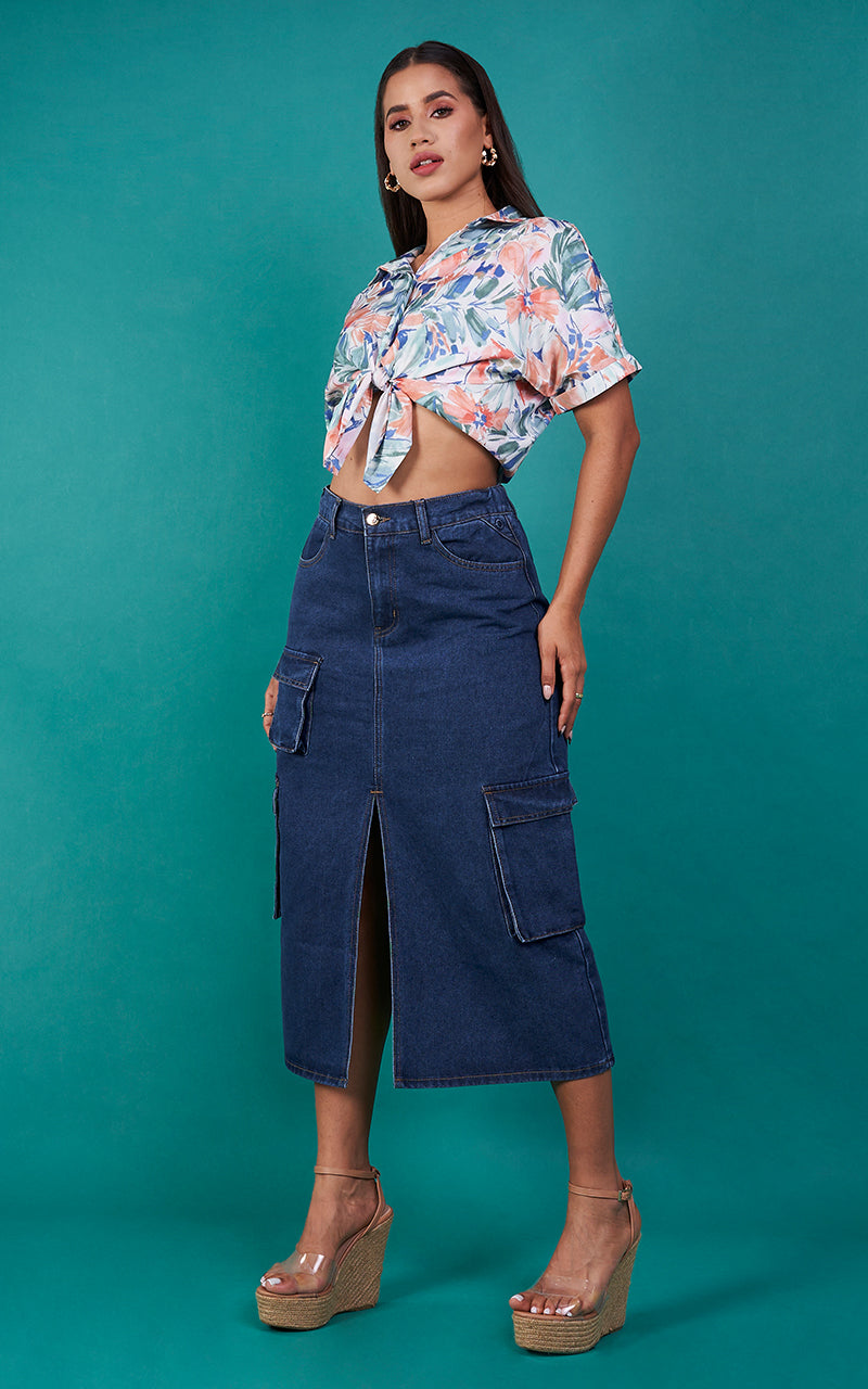 GIULIA DENIM CARGO SKIRT