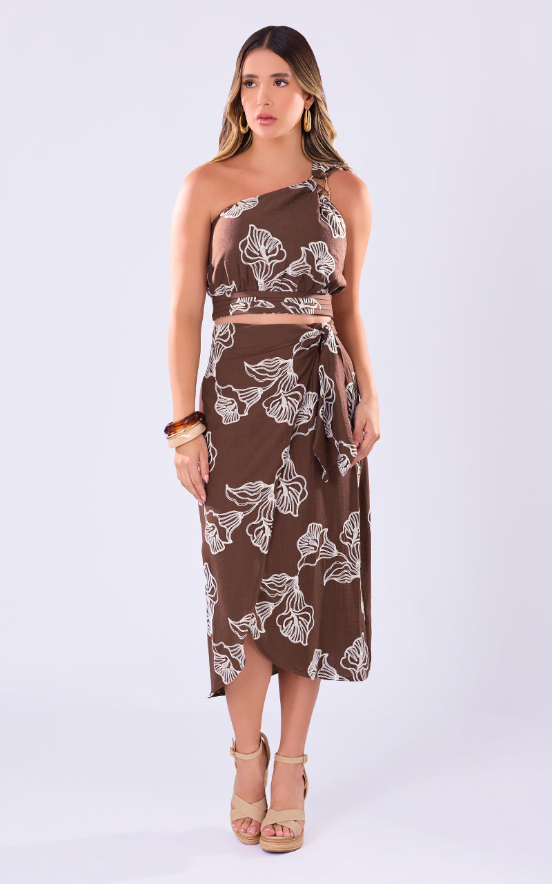 CONJUNTO ESTAMPADO TOP Y FALDA