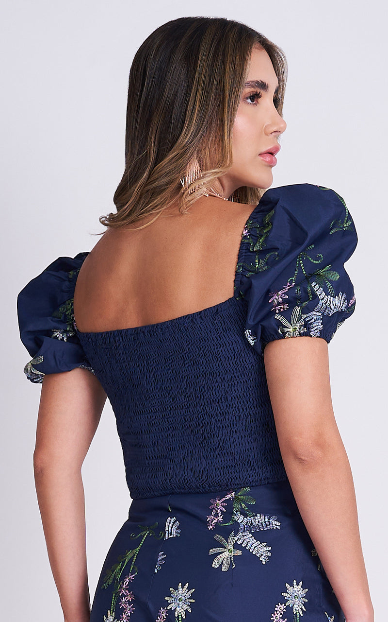 NAVY GARDEN TOP & SKIRT