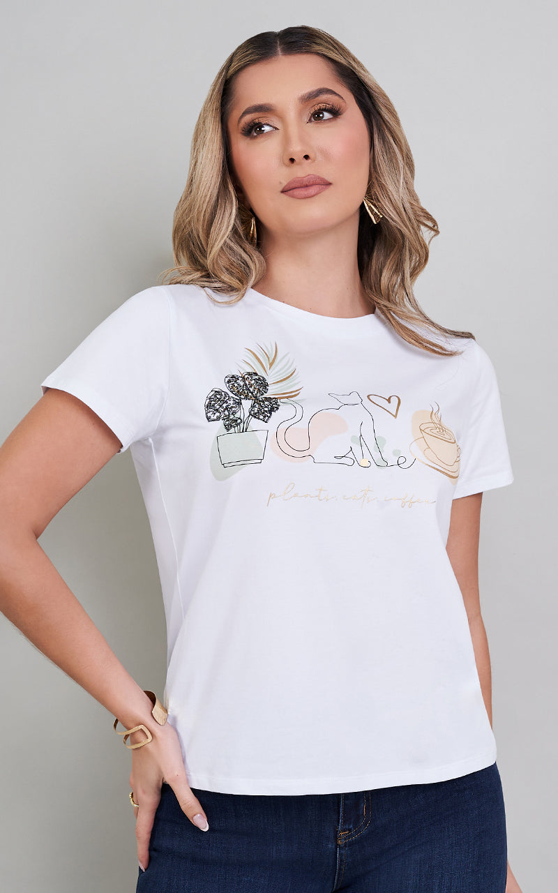 PLANTS CATS COFFEE T-SHIRT