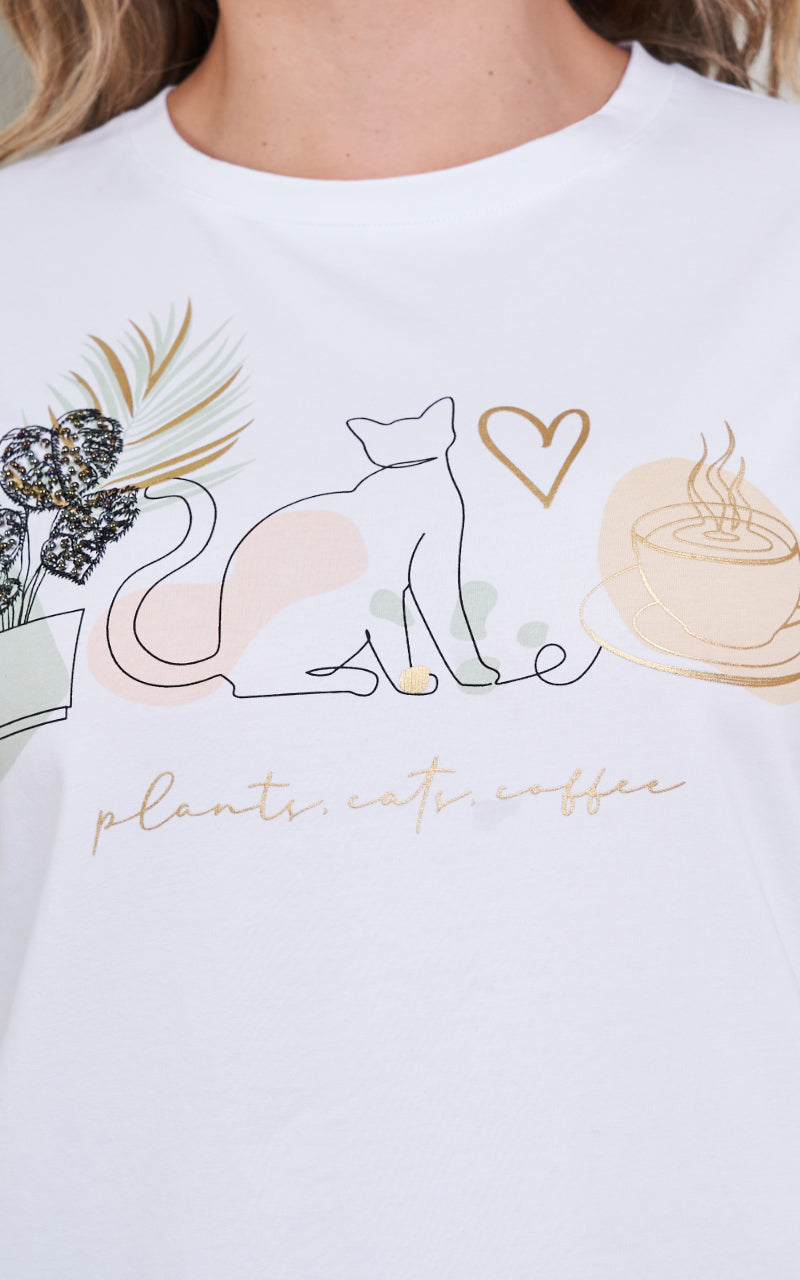 PLANTS CATS COFFEE T-SHIRT